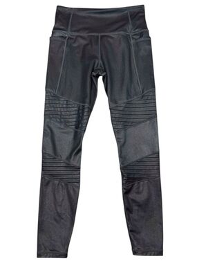 Athleta Inclination Moto Leggings High Rise Black Shimmer Size S Sculpt